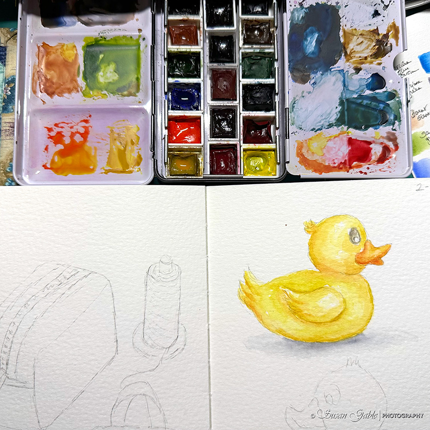 Back to Watercolor Sketching in Two Journals and Using a New Micron Pen